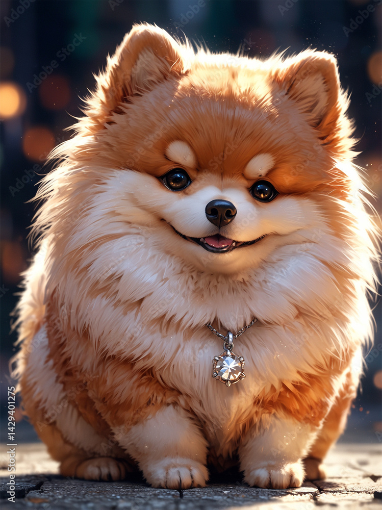 Obraz premium Stylized Pomeranian Dog Breed
