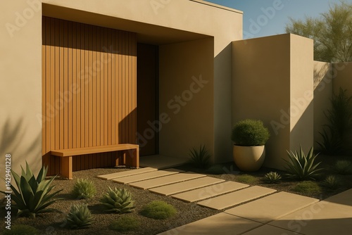 Modern Architectural Entryway with Desert Garden
