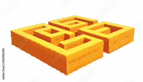Abstract maze design in vibrant yellow colors for creativity  
