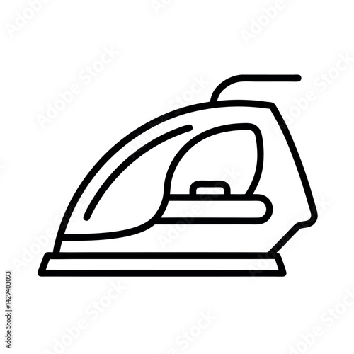 Electric Steam Iron Line Art Vector Illustration Isolated