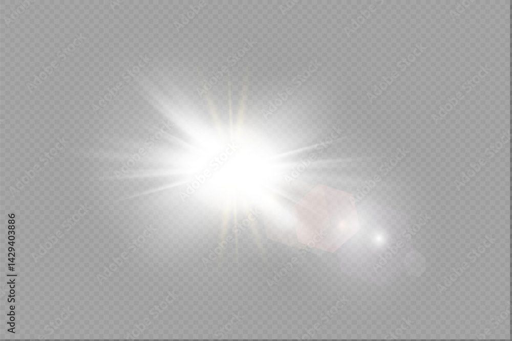 Obraz premium Vector sunlight special lens flare light effect on isolated background. Light, sunrays, overlays, lens flare.