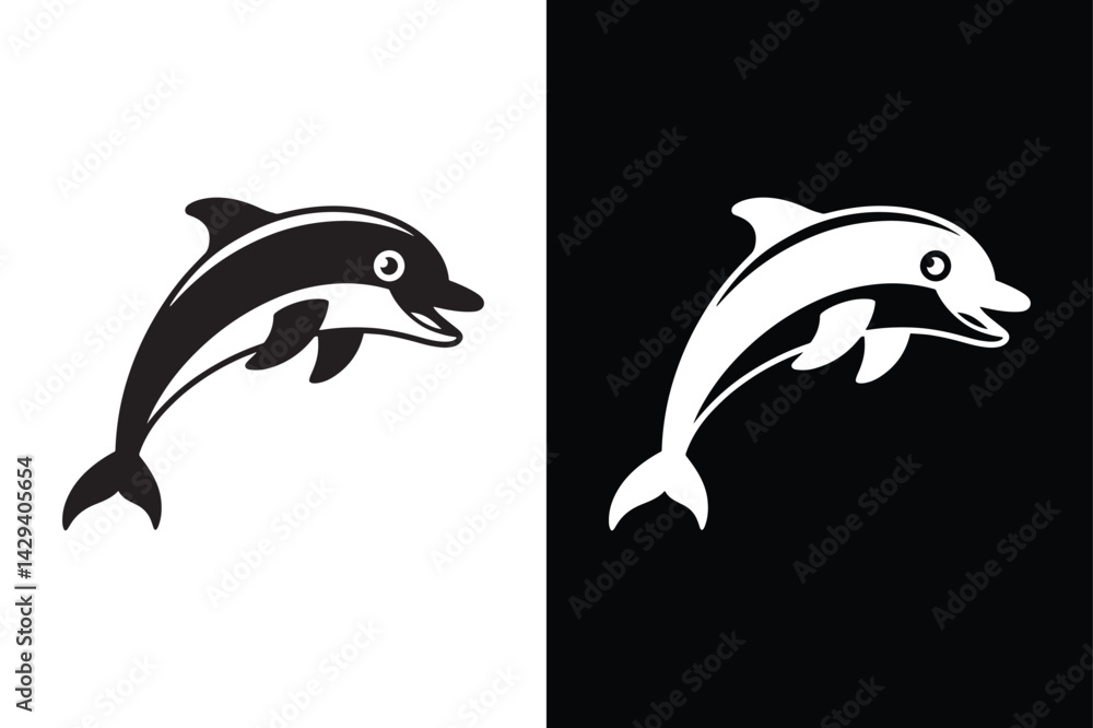 Dolphin icon vector on White Background ,Vector Art Illustration on white background. Dolphin icon vector on White Background ,Vector Art Illustration on white background.