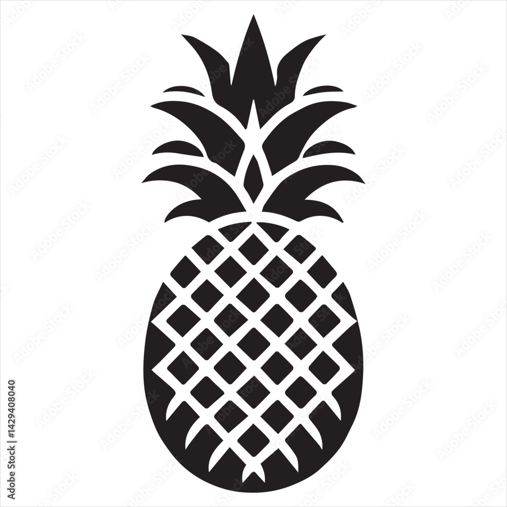 Obraz premium Pineapple Vector art illustration with leaves