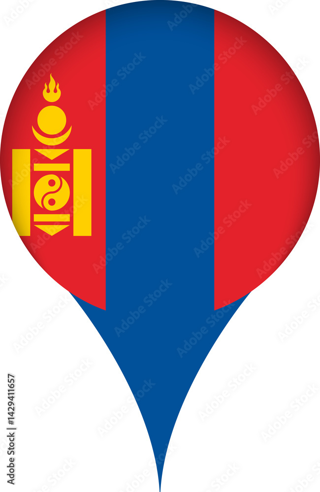 Fototapeta premium Mongolia Flag Marker Icon