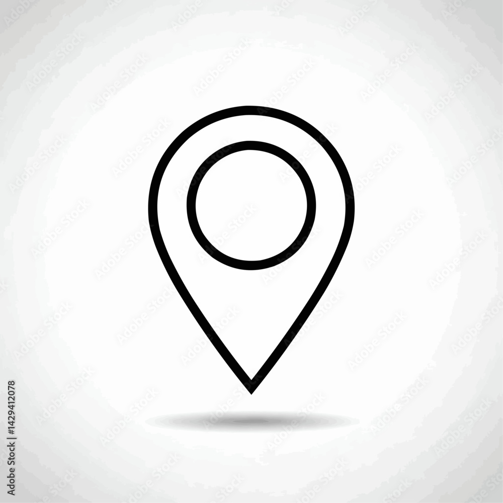 Location pin icon, simple and clean design. Location pin icon, simple and clean design.