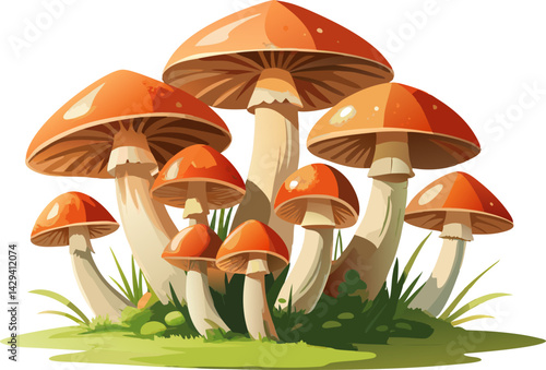 watercolor mushroom cluster isolated on white background. mushrooms on a white