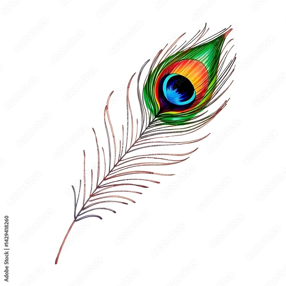 Elegant peacock plume with a brilliant color gradient from emerald green to sapphire blue, symbolizing beauty and pride Elegant peacock plume with a brilliant color gradient from emerald green to sapphire blue, symbolizing beauty and pride