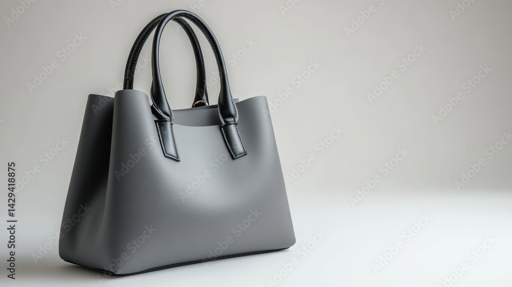 Gray faux leather handbag with soft matte finish, isolated on white background Gray faux leather handbag with soft matte finish, isolated on white background