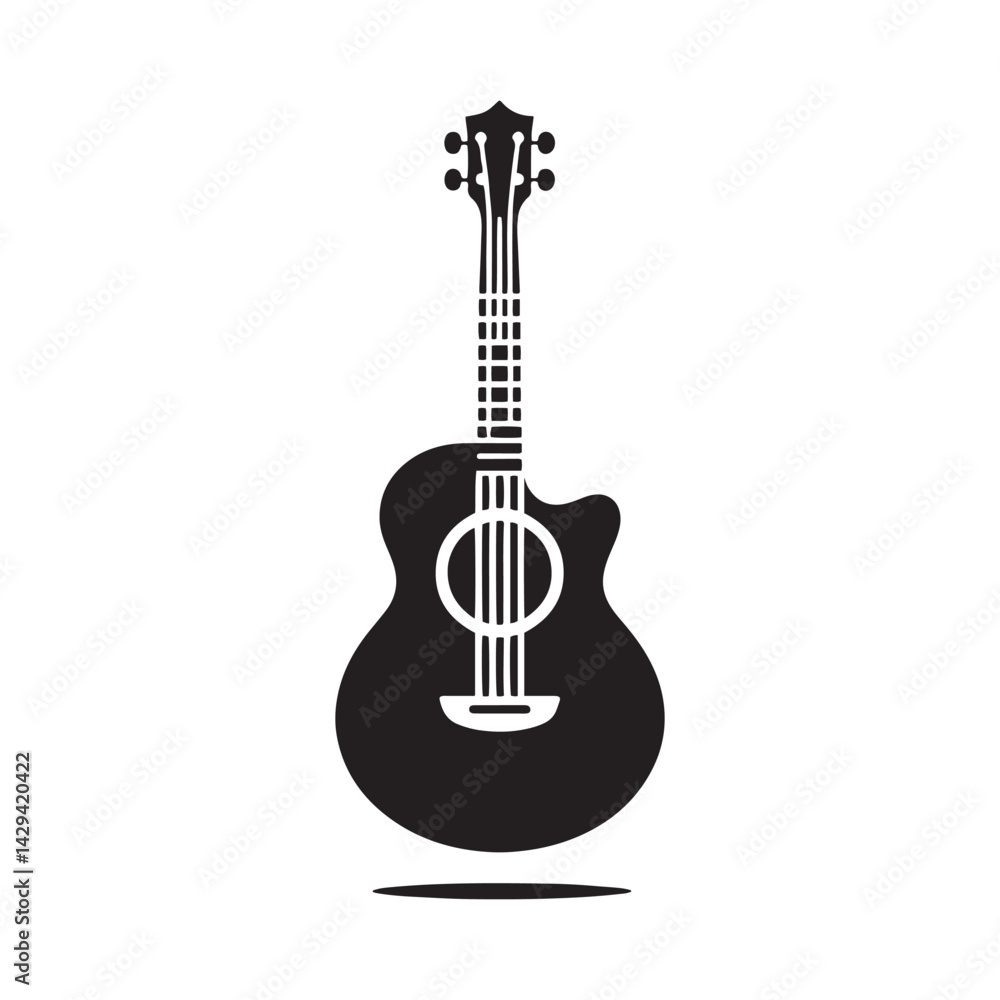 Obraz premium Strings of Sound: A Versatile Collection of Guitar Vector Silhouettes Celebrating the Timeless Appeal, Iconic Shape, and Musical Energy of This Classic Stringed Instrument.
