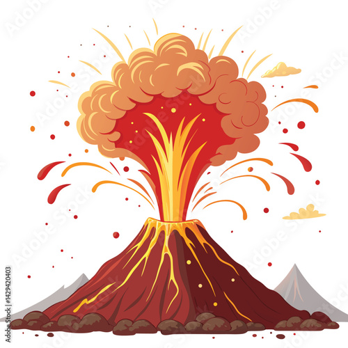 A dramatic, high-resolution image of a volcanic eruption; red-hot magma explodes and is propelled high into the air, showcasing the intense heat and power of nature.