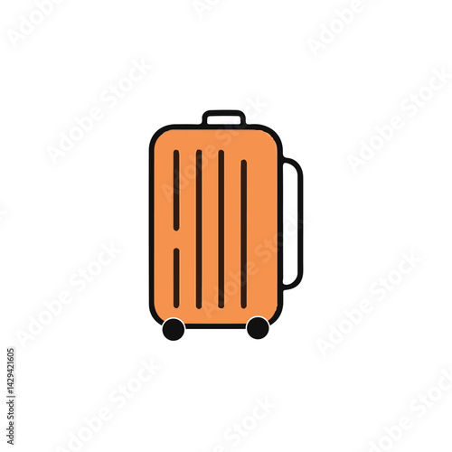 Simple Orange Suitcase Icon for Travel or Luggage Design.A stylized, outlined icon of an orange suitcase.