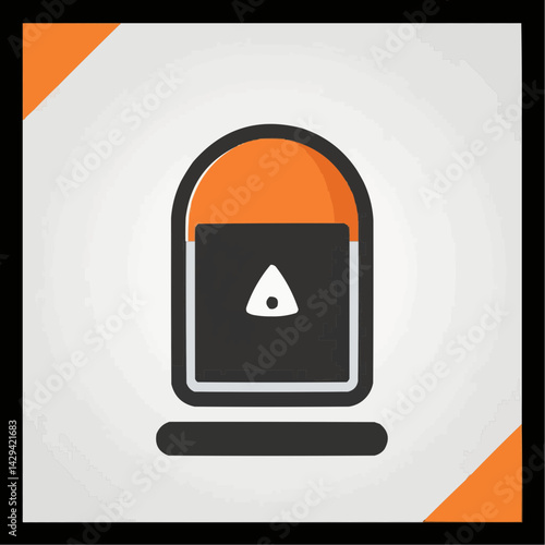 An Orange And Black Icon Of A Tombstone, Presenting Simplicity And Remembrance