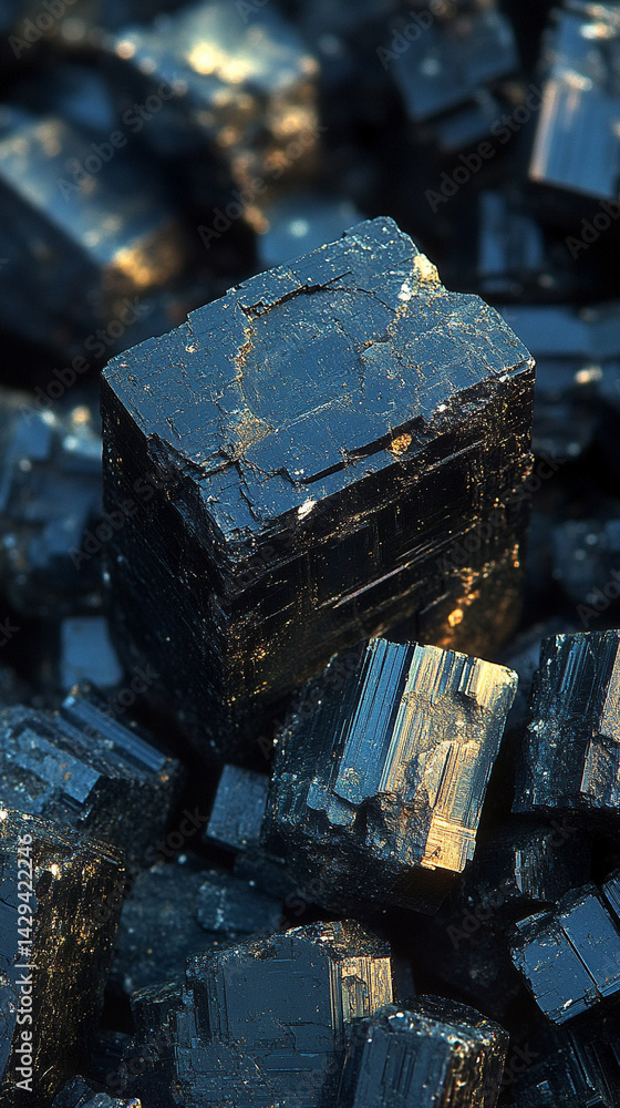 Explore the deep hues and raw textures of schorl black tourmaline in this macro shot capturing the crystal's grounding energy and protective symbolism in natural mineral form