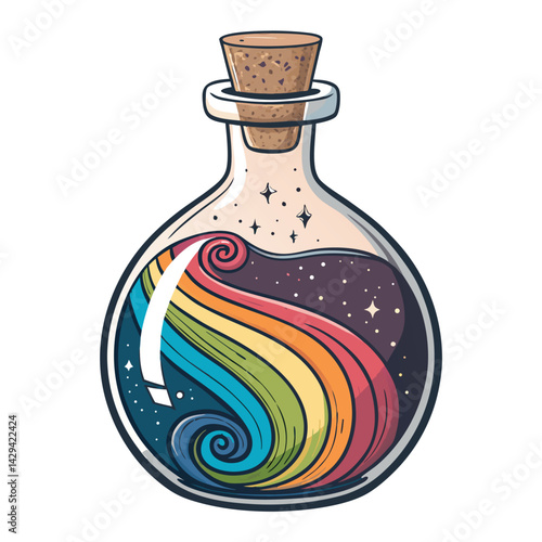 A vibrant, swirling magical potion; emerald, sapphire, and ruby liquids intermingle, emitting a soft, ethereal glow.  Detailed rendering required.