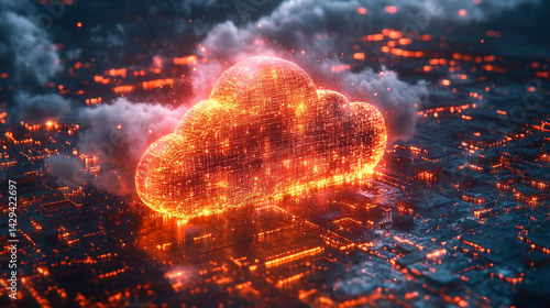 A glowing digital cloud releases streams of data like futuristic rain symbolizing the seamless flow of information connectivity cloud storage and the evolution of cloud computing technology

