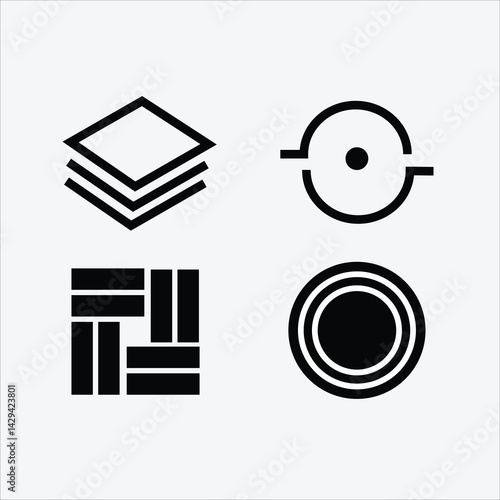 Vector abstract shapes collection made with minimalist geometric forms and graphics elements for poster, cover, art, presentation, prints, fabric, wallpaper and etc.