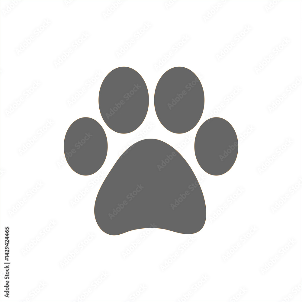 Fototapeta gray silhouette of a dog paw print on a white background for pet or animal-themed designs and projects