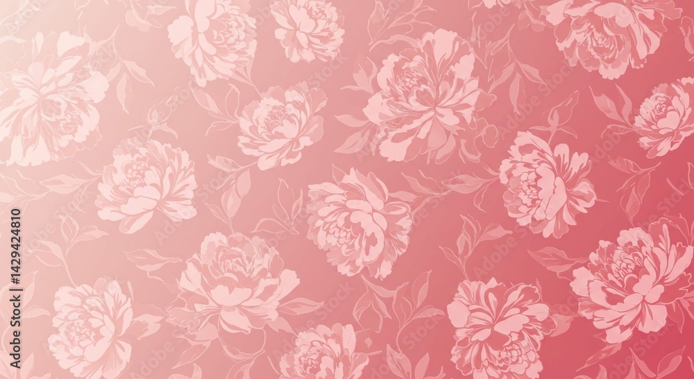 Elegant Pink Peony Floral Pattern Seamless Texture Romantic Blossom Design Wedding Background Elegant Pink Peony Floral Pattern Seamless Texture Romantic Blossom Design Wedding Background