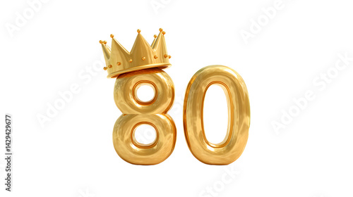 Golden 80 with a crown, symbolizing a royal birthday celebration.