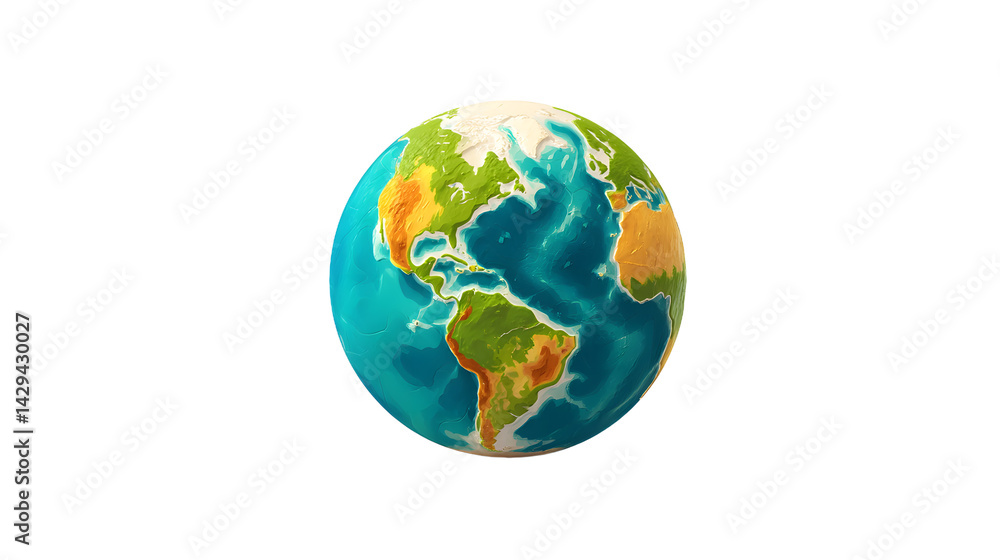 A vibrant, artistic representation of Earth showcasing landforms and bodies of water. A vibrant, artistic representation of Earth showcasing landforms and bodies of water.