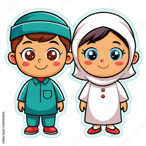 Cartoon Muslim Children (2)