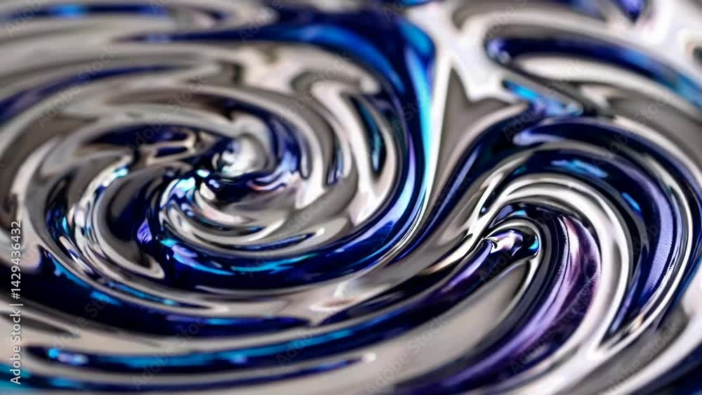 Mesmerizing blue and silver swirls create hypnotic rotating patterns in abstract movement sequence Mesmerizing blue and silver swirls create hypnotic rotating patterns in abstract movement sequence
