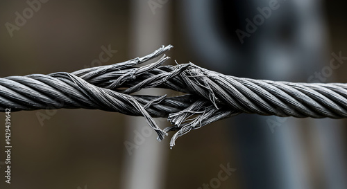 Worn Wire Rope Represents Challenges Strength and Resilience Concept
