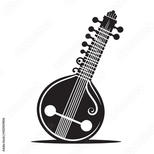 Ragas in Silhouette: A Mesmerizing Collection of Sitar Vector Designs Showcasing the Elegant Form, Spiritual Resonance, and Cultural Depth of This Iconic Indian String Instrument.