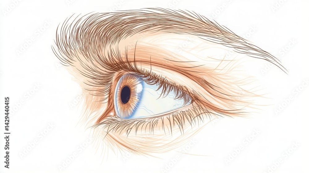 Fototapeta premium Human eye side profile--outlined vector, isolated. 