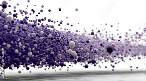 A sleek 3D motion graphic showcasing a dynamic left-to-right flow of purple data dots across a white backdrop. Generative AI