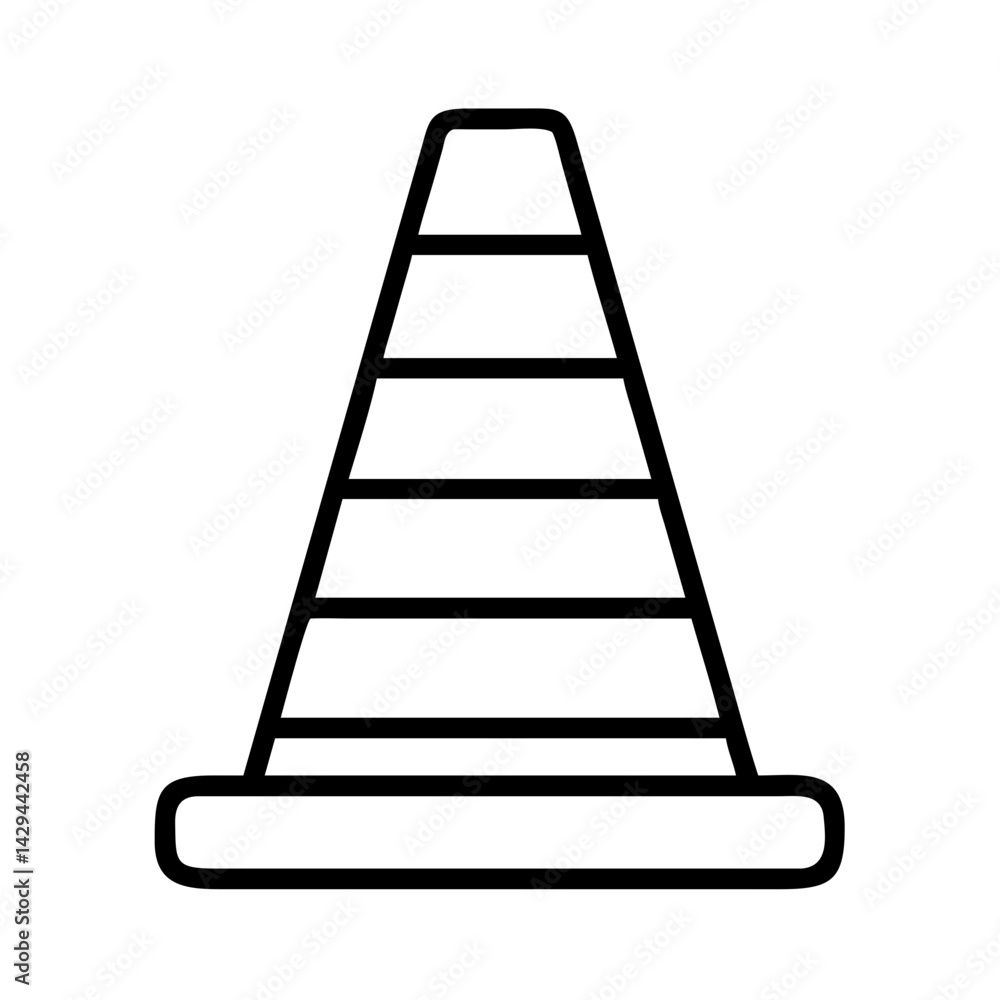 Traffic cone vector icon outline illustration for road construction and safety symbol design Traffic cone vector icon outline illustration for road construction and safety symbol design