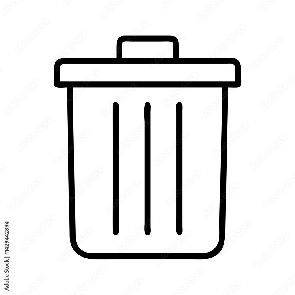 Simple line art trash can vector icon illustration for waste management and recycling symbol design Simple line art trash can vector icon illustration for waste management and recycling symbol design