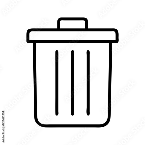 Simple line art trash can vector icon illustration for waste management and recycling symbol design