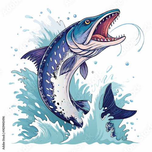 A colossal sea monster, thrashing dramatically as it's hauled from the ocean depths, creating a massive splash.  Focus on the creature's fearsome features and the chaotic water.