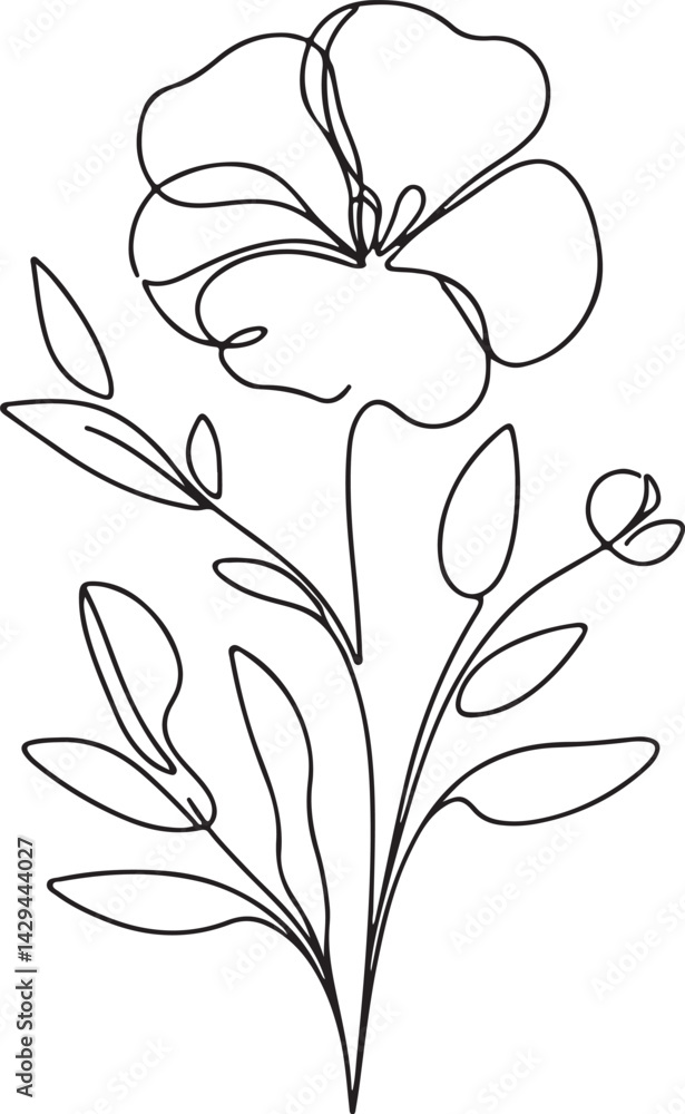 Obraz premium Elegant Sweet Pea flower sketch on white