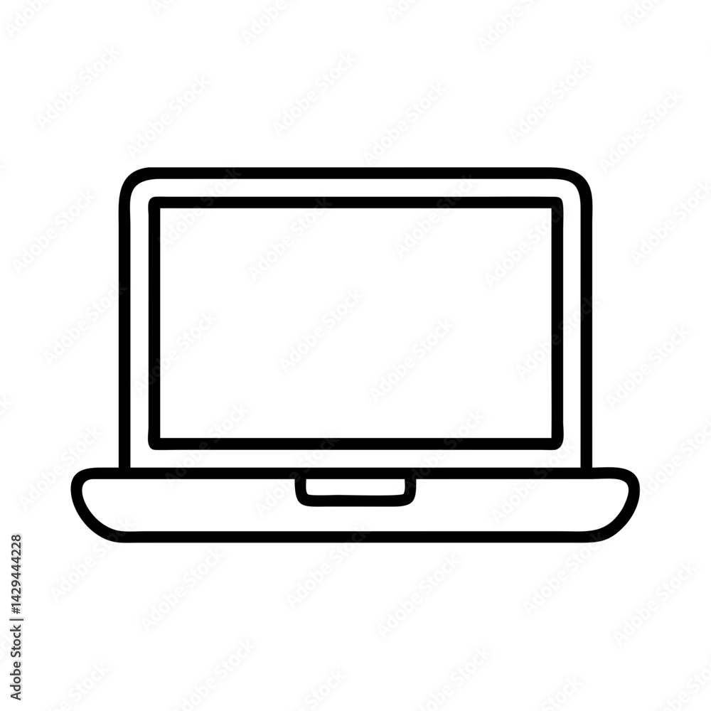 Laptop computer vector icon illustration for technology and business use simple outline design Laptop computer vector icon illustration for technology and business use simple outline design