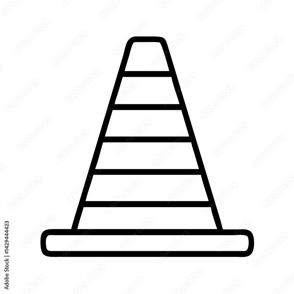 Vector traffic cone icon outline illustration for road safety and construction site warning sign Vector traffic cone icon outline illustration for road safety and construction site warning sign