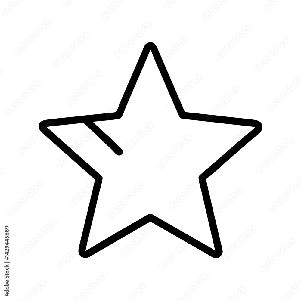 Star outline vector icon illustration, five pointed star shape, black and white line art drawing Star outline vector icon illustration, five pointed star shape, black and white line art drawing