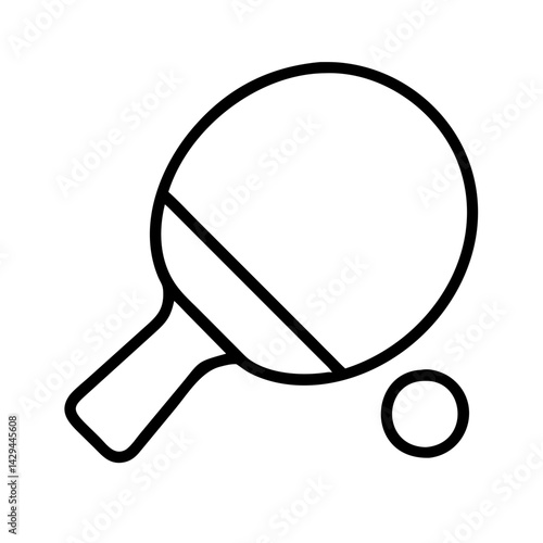 Ping pong paddle and ball vector icon illustration for table tennis sport equipment design