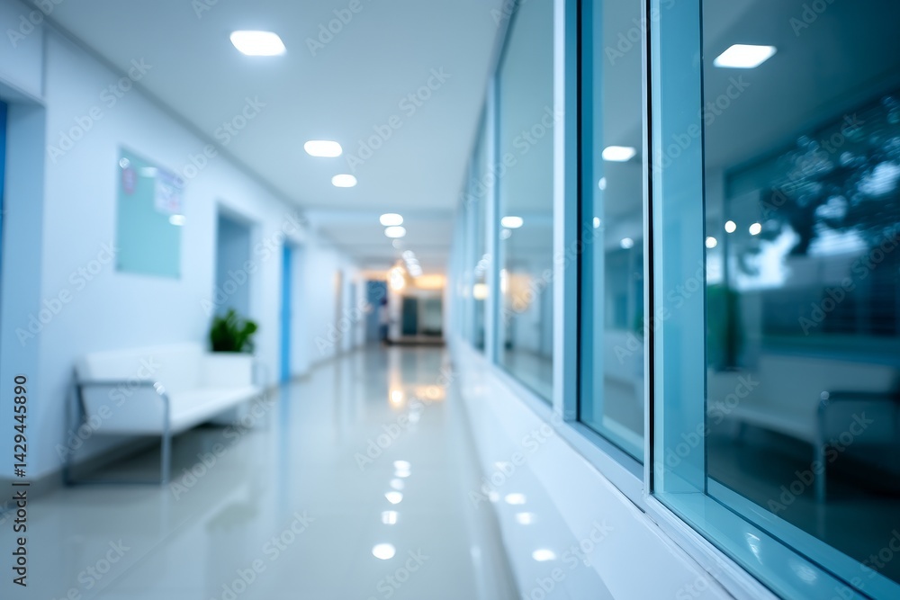 Blur the background of a hospital or clinic corridor in an image Blur the background of a hospital or clinic corridor in an image
