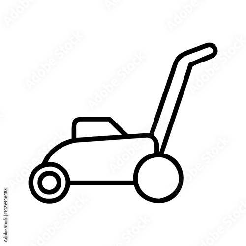 Lawn mower outline vector icon illustration for gardening and landscaping equipment design needs