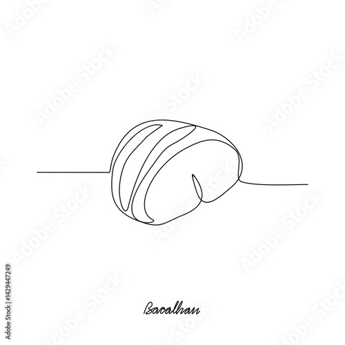 One continuous line drawing of Bacalhan food vector design illustration. Traditional food in simple linear style vector design concept. European foods for your asset design and educational purpose.