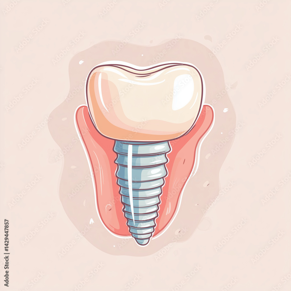 Animação ou desenho de um implante dental, com fundo branco para facilitar a edição, ideal para postagem no Instagram