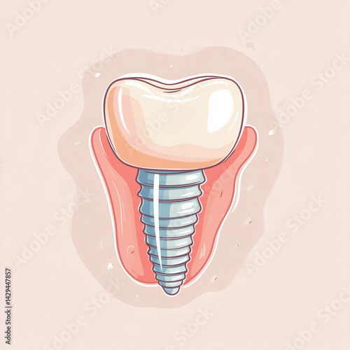 Obraz na płótnie Animação ou desenho de um implante dental, com fundo branco para facilitar a edição, ideal para postagem no Instagram w salonie