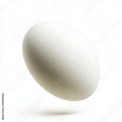 Imagem de ovo branco sobre fundo branco, destacando a simplicidade e pureza do alimento, com foco na forma e cor do ovo, criando um contraste sutil e elegante