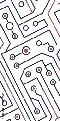 1x2 Seamless vector, Circuitry Pattern - Close-up of abstract digital circuit board pathways