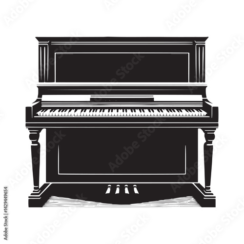 Timeless Tones: A Stylish Collection of Upright Piano Vector Silhouettes Highlighting the Compact Elegance, Classic Design, and Warm Sound of This Beloved Keyboard Instrument.