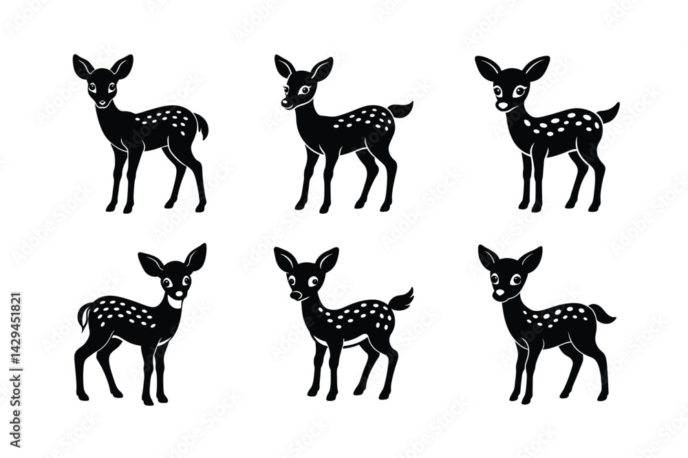 Fototapeta premium baby deer silhouette vector illustration modern and minimal style
