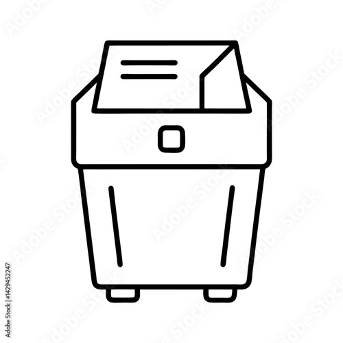 Electric Paper Shredder Outline Vector Silhouette for Document Disposal
