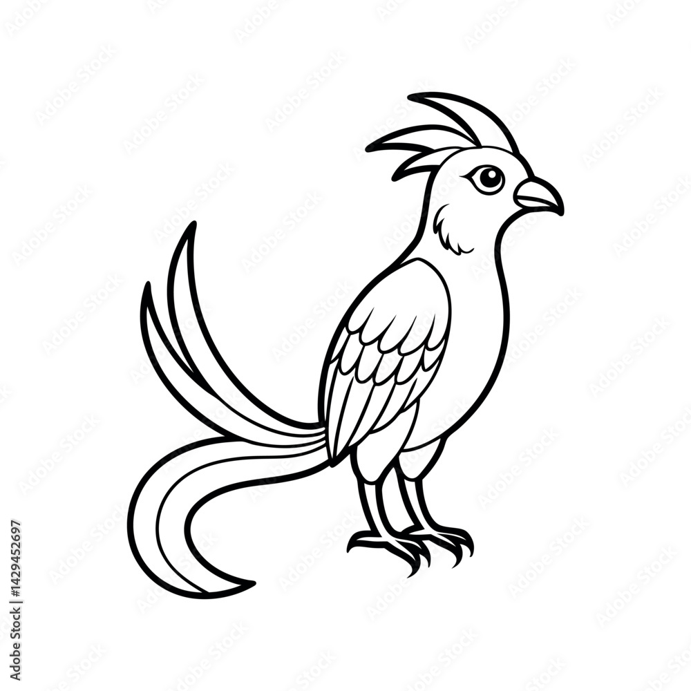 Obraz premium Colorful Quetzal Bird Outline Vector for Wildlife Design